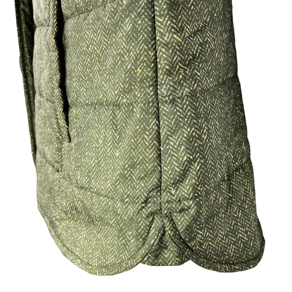 J.‎ Jill Women’s Small Balsam Green Herringbone Chevron Print Puffer Vest